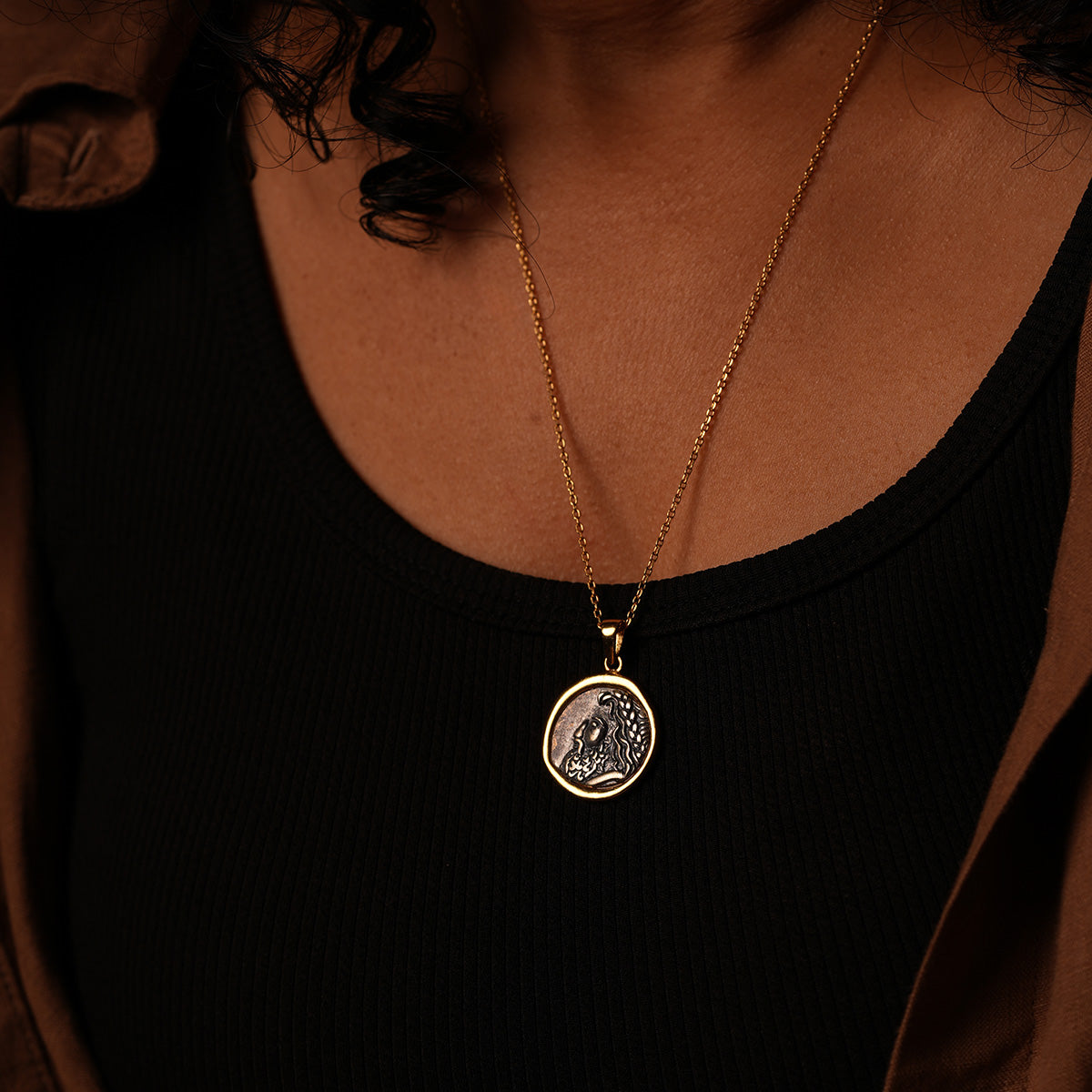 zeus silver pendant with chain dual toned by moha