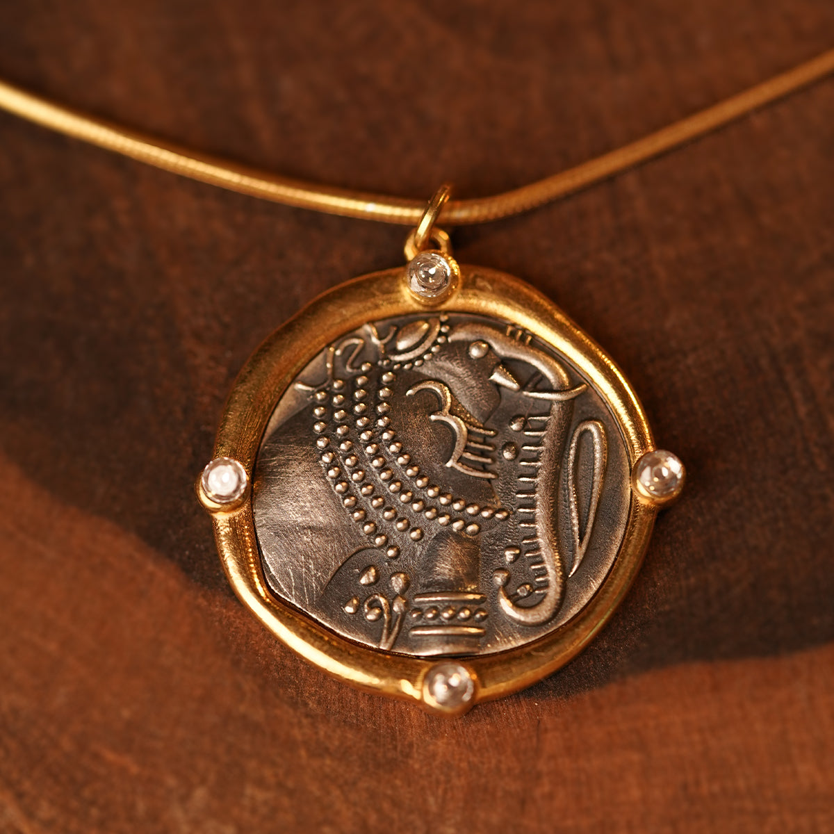 gajapati silver pendant with chain dual toned by moha