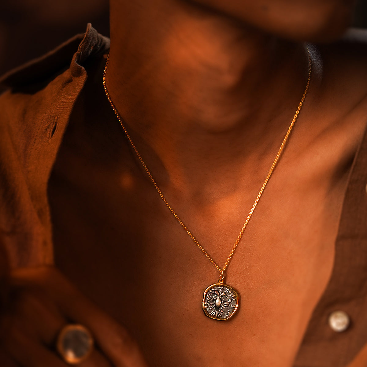 gandbherunda silver pendant with chain dual toned by moha