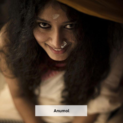 Maharashtrian Silver Nath/Nose Ring - Red, Pierced Right