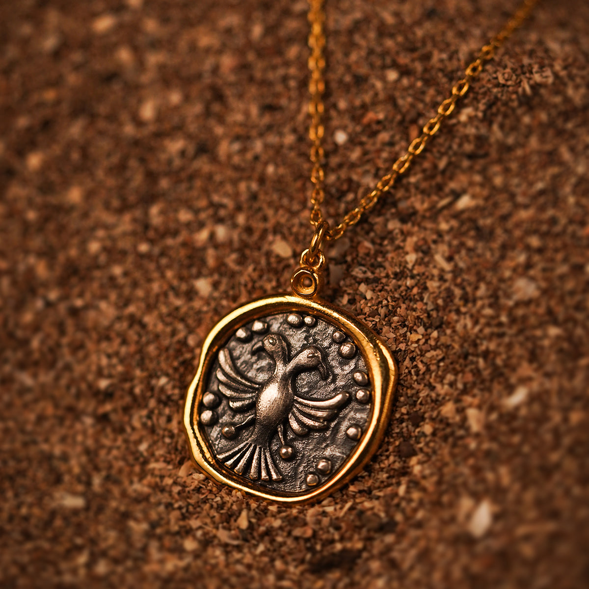 gandbherunda silver pendant with chain dual toned by moha