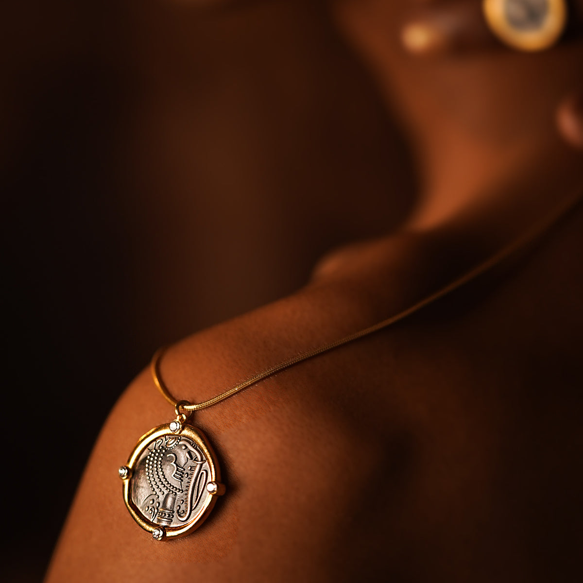 gajapati silver pendant with chain dual toned by moha