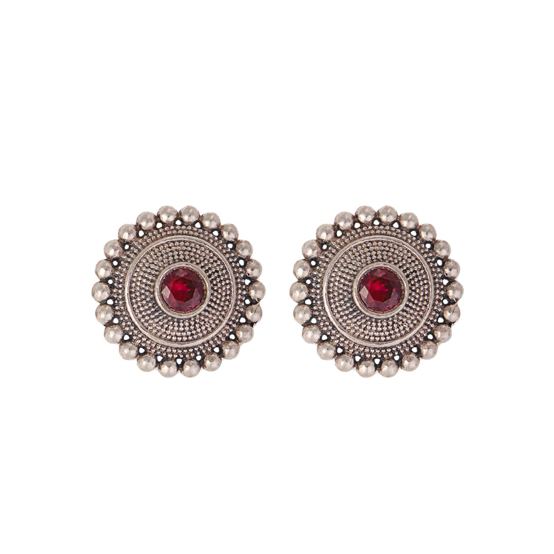 Abha silver toe ring (Rubellite) by MOHA