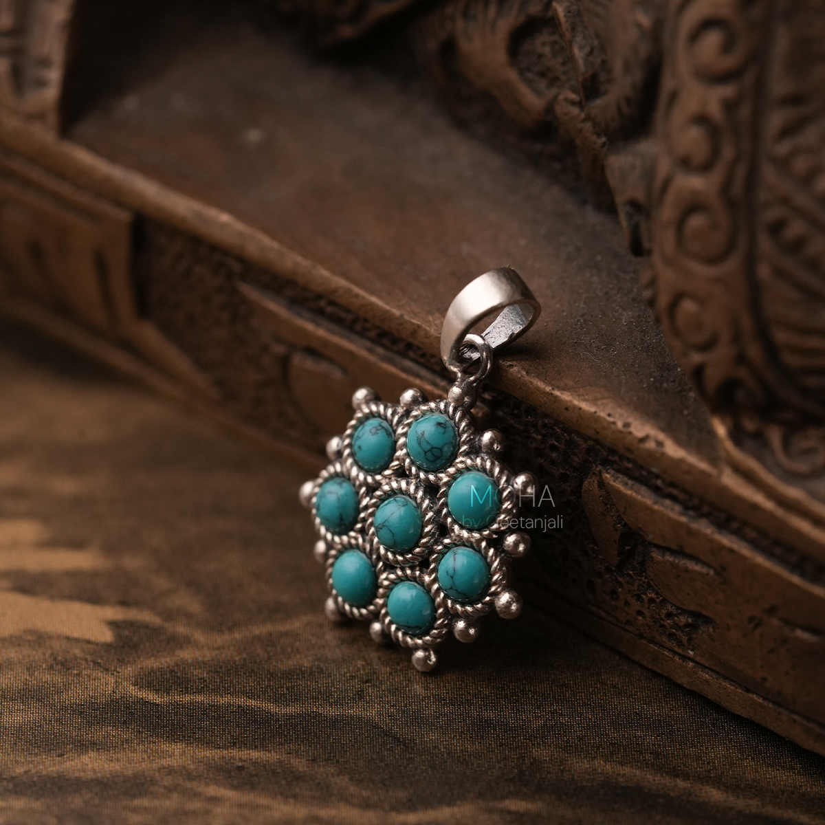 Adaa Turquoise Silver Pendant by MOHA (Only Pendant)