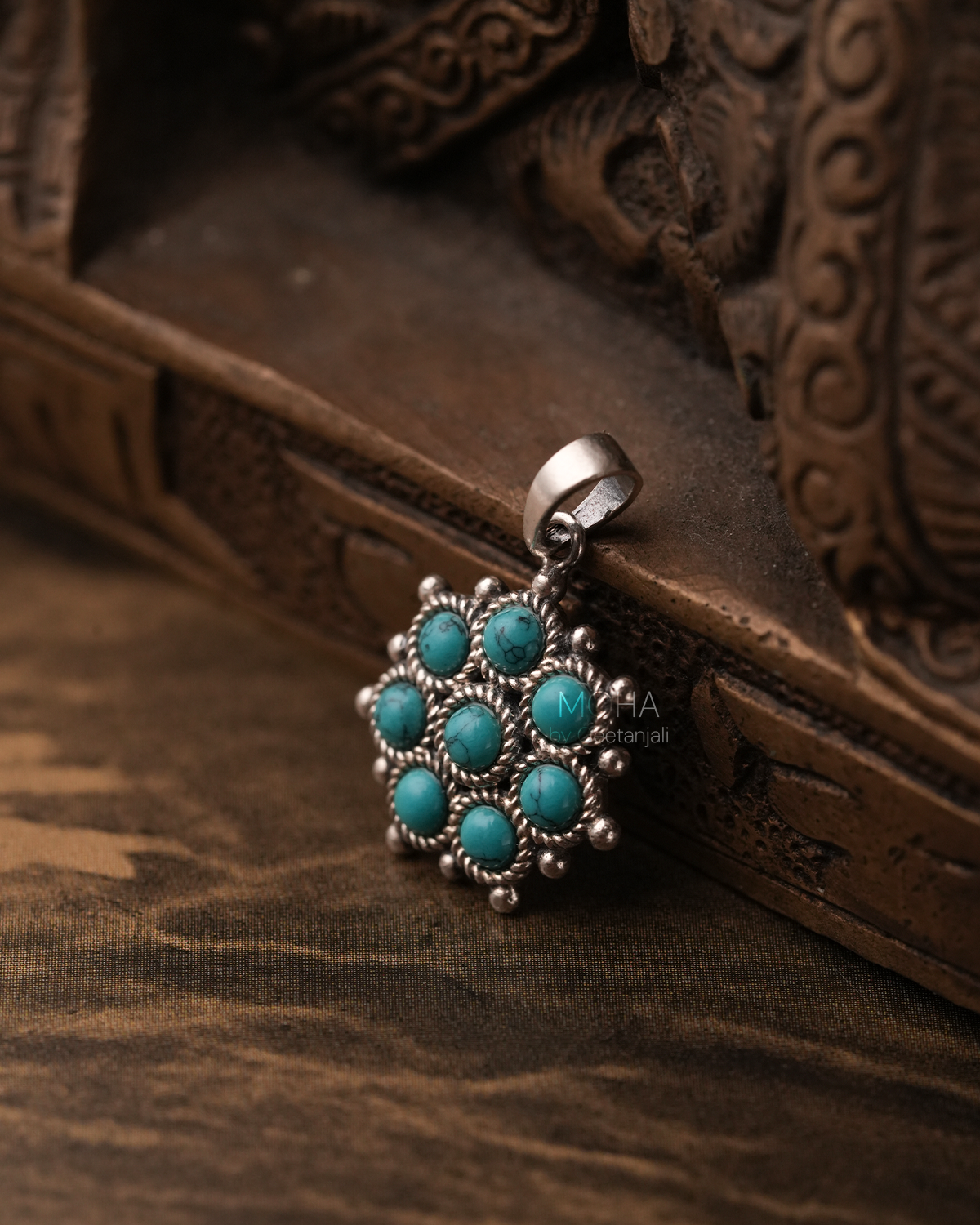 Adaa Turquoise Silver Pendant by MOHA (Only Pendant)
