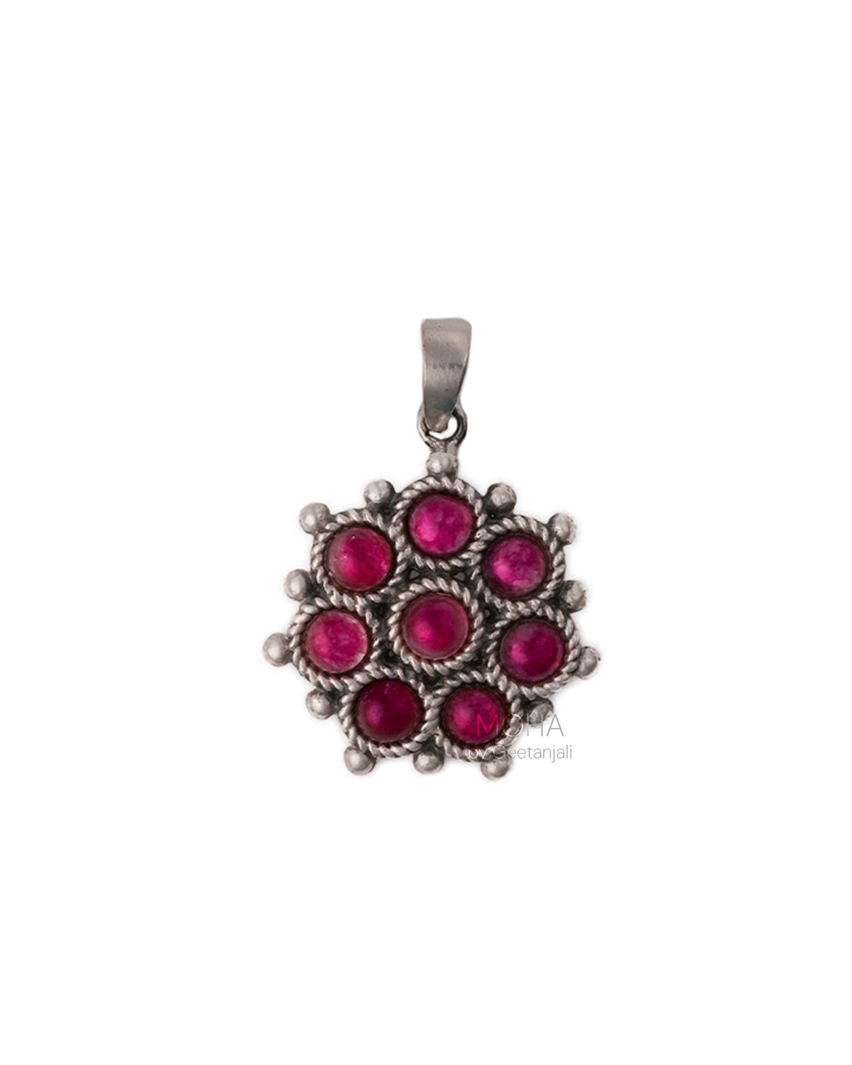 Adaa Pink Silver Pendant by MOHA (Only Pendant)