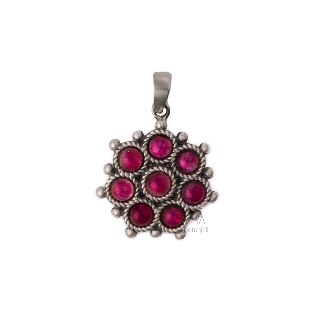 Adaa Pink Silver Pendant by MOHA (Only Pendant)