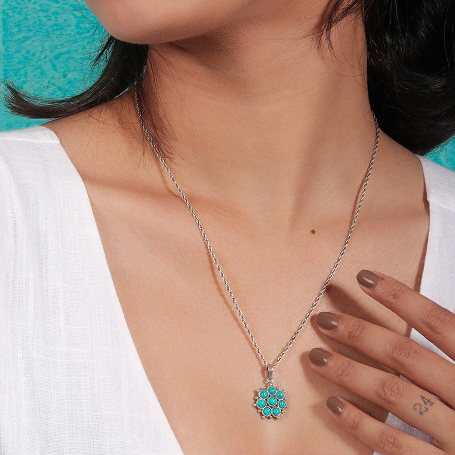 Adaa Turquoise Silver Pendant by MOHA (Only Pendant)