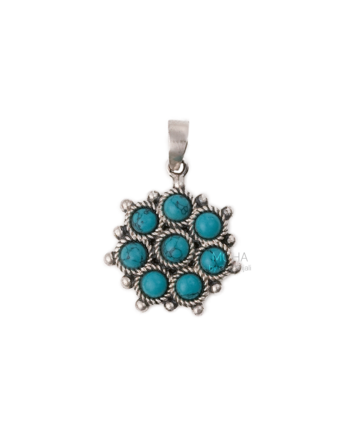 Adaa Turquoise Silver Pendant by MOHA (Only Pendant)