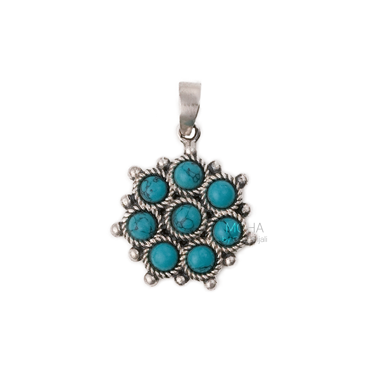 Adaa Turquoise Silver Pendant by MOHA (Only Pendant)