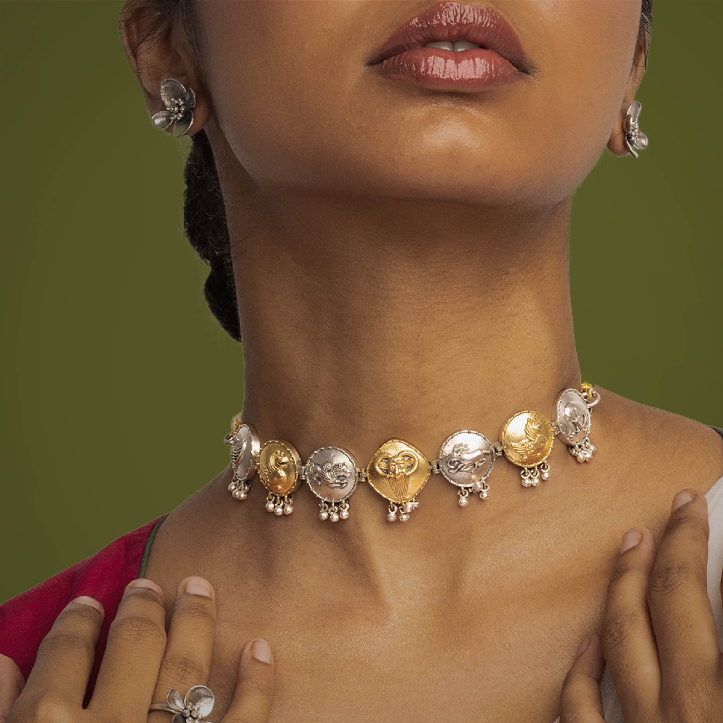 Buy Adbhuta Silver Choker Necklace by MOHA Online by MOHA