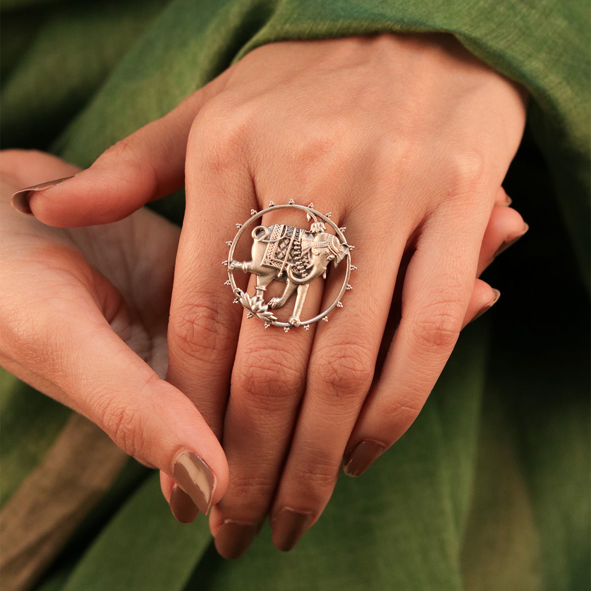 Gaja Gamini Silver Finger Ring by Moha
