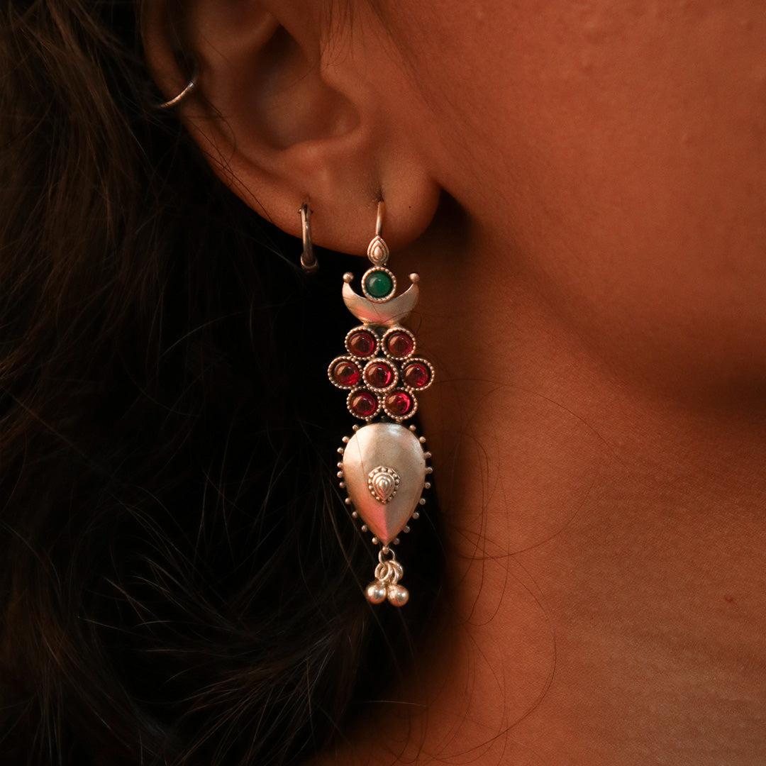 Moonflower Silver Earring (Pink) by MOHA