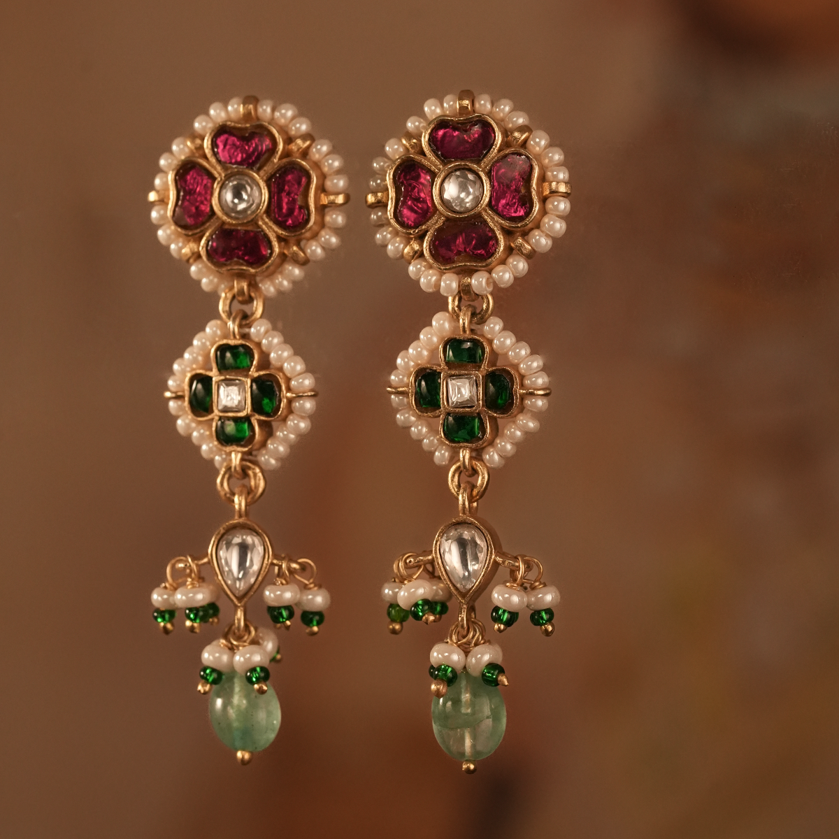 Gulzaar Polki Silver Earrings by MOHA