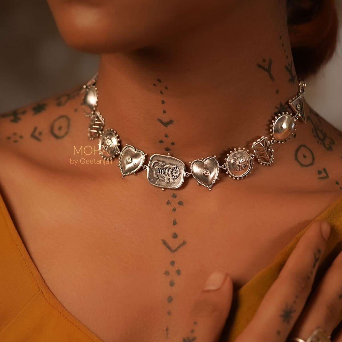 Baagh Hathi Silver Choker Necklace by MOHA