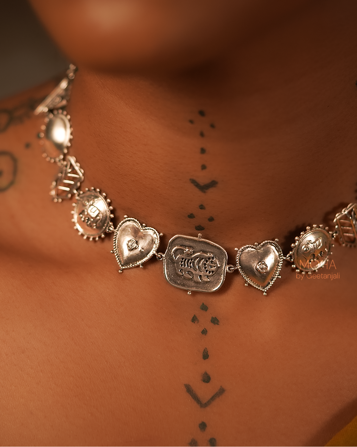 Baagh Hathi Silver Choker Necklace by MOHA