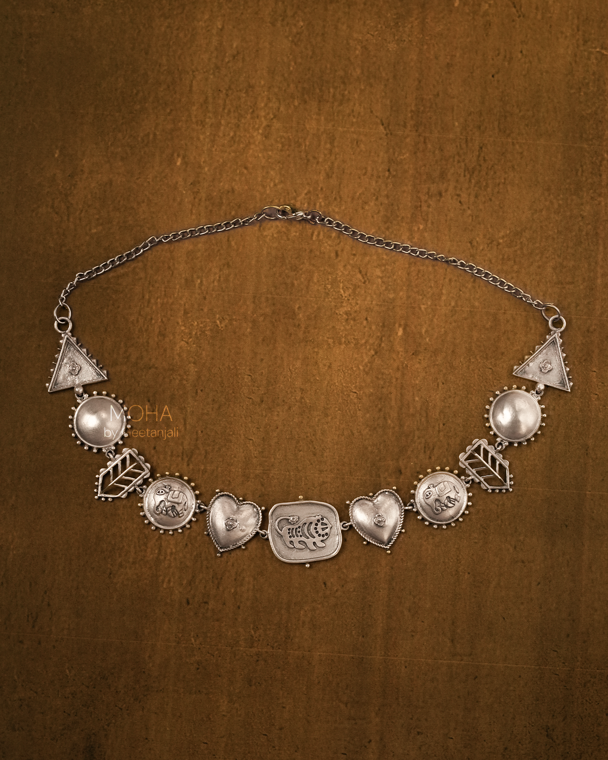 Baagh Hathi Silver Choker Necklace by MOHA