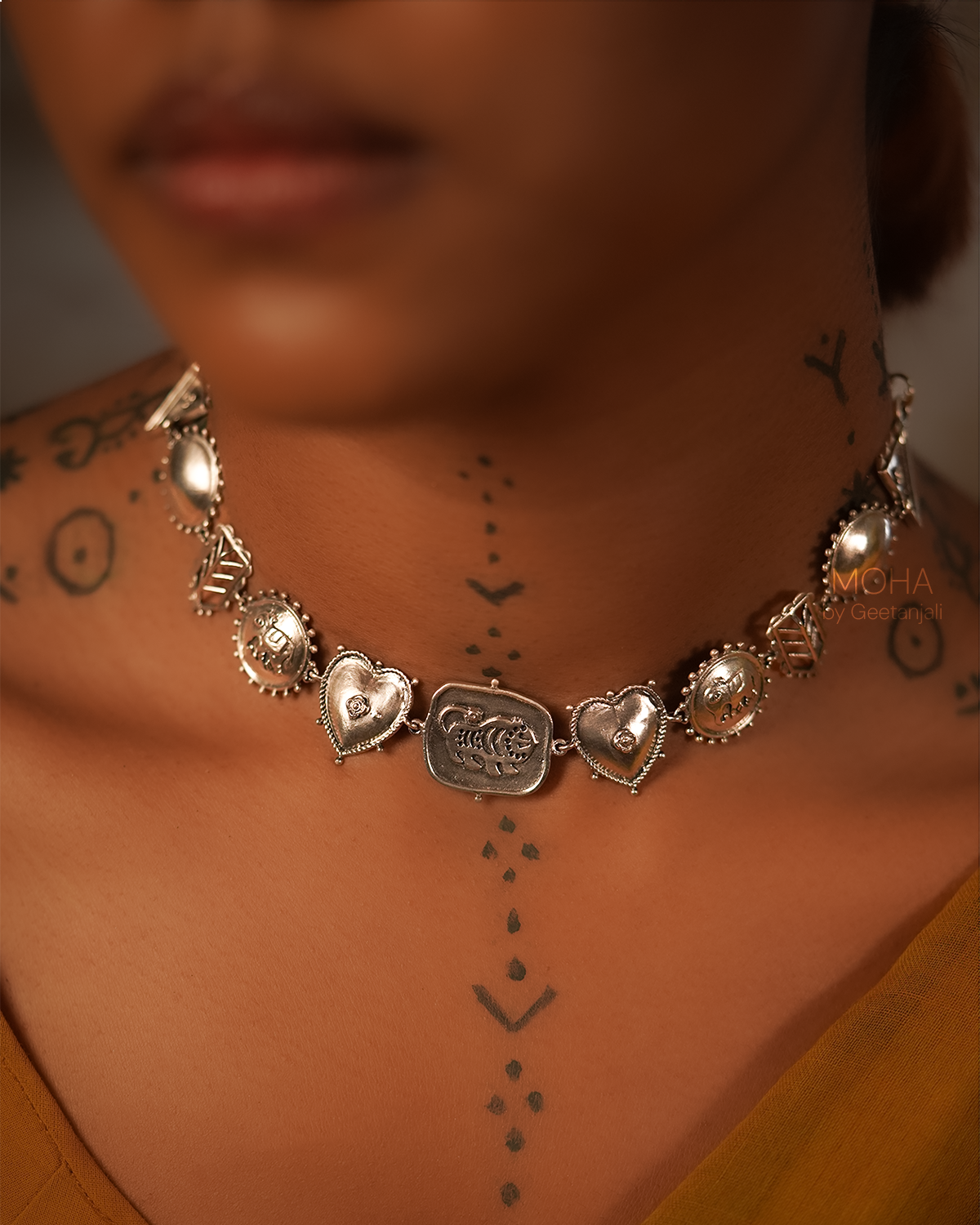 Baagh Hathi Silver Choker Necklace by MOHA