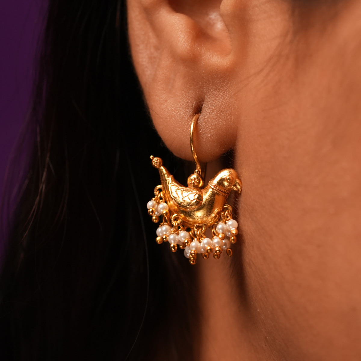 baby sarika silver earrings gold plated by moha