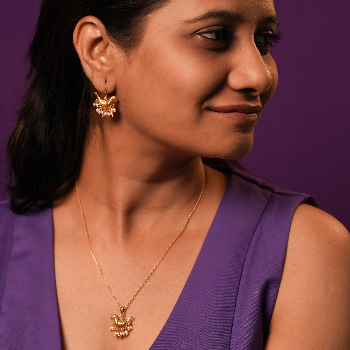 baby sarika silver earrings gold plated by moha