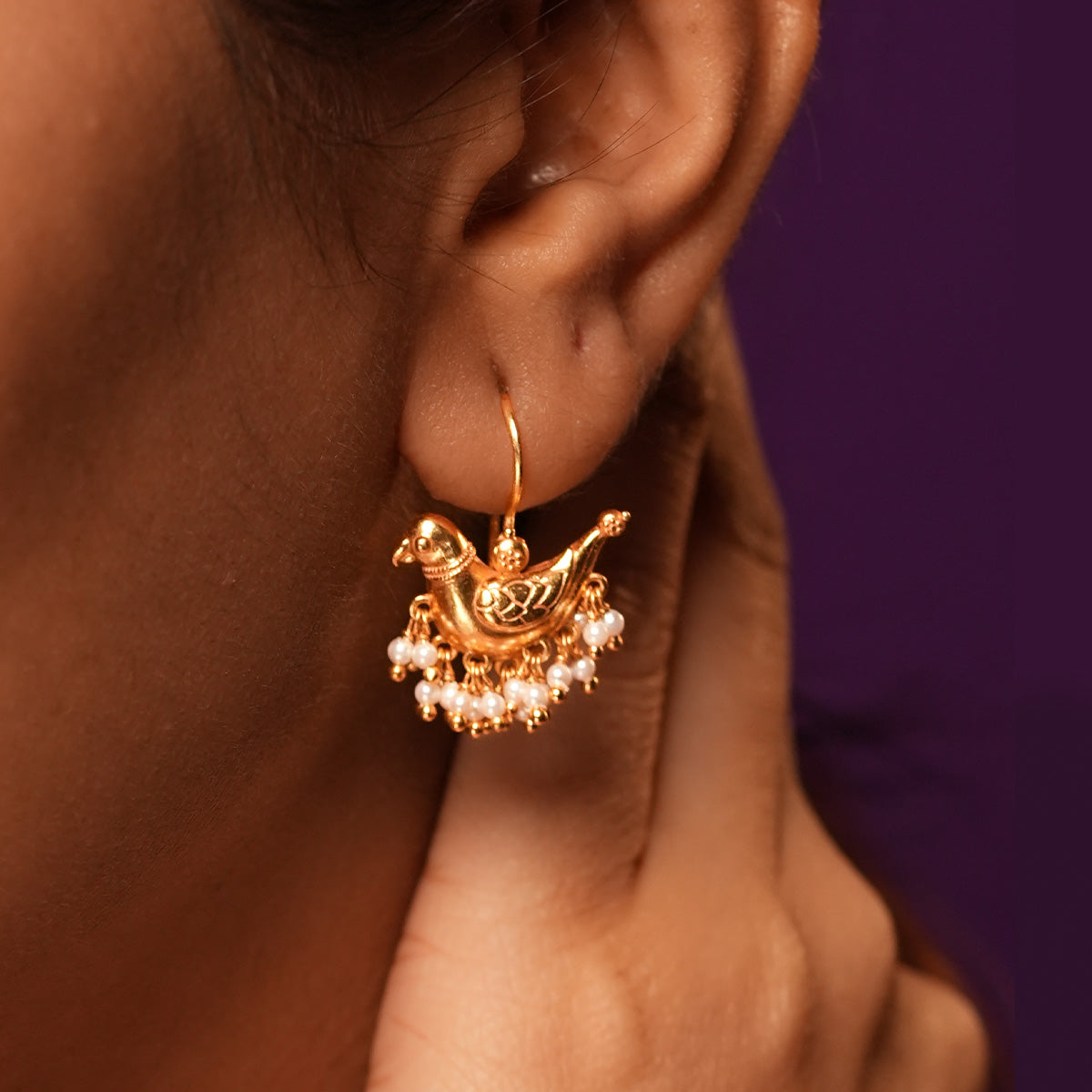 baby sarika silver earrings gold plated by moha