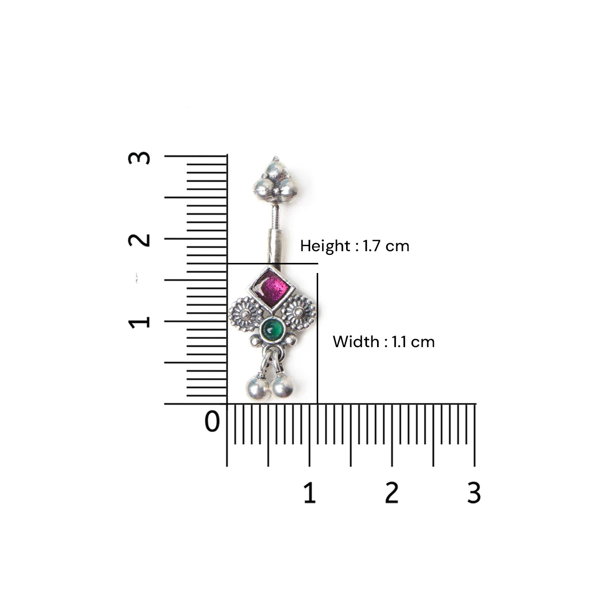 Bhumi silver bugadi pierced (Pink, Green) by Moha