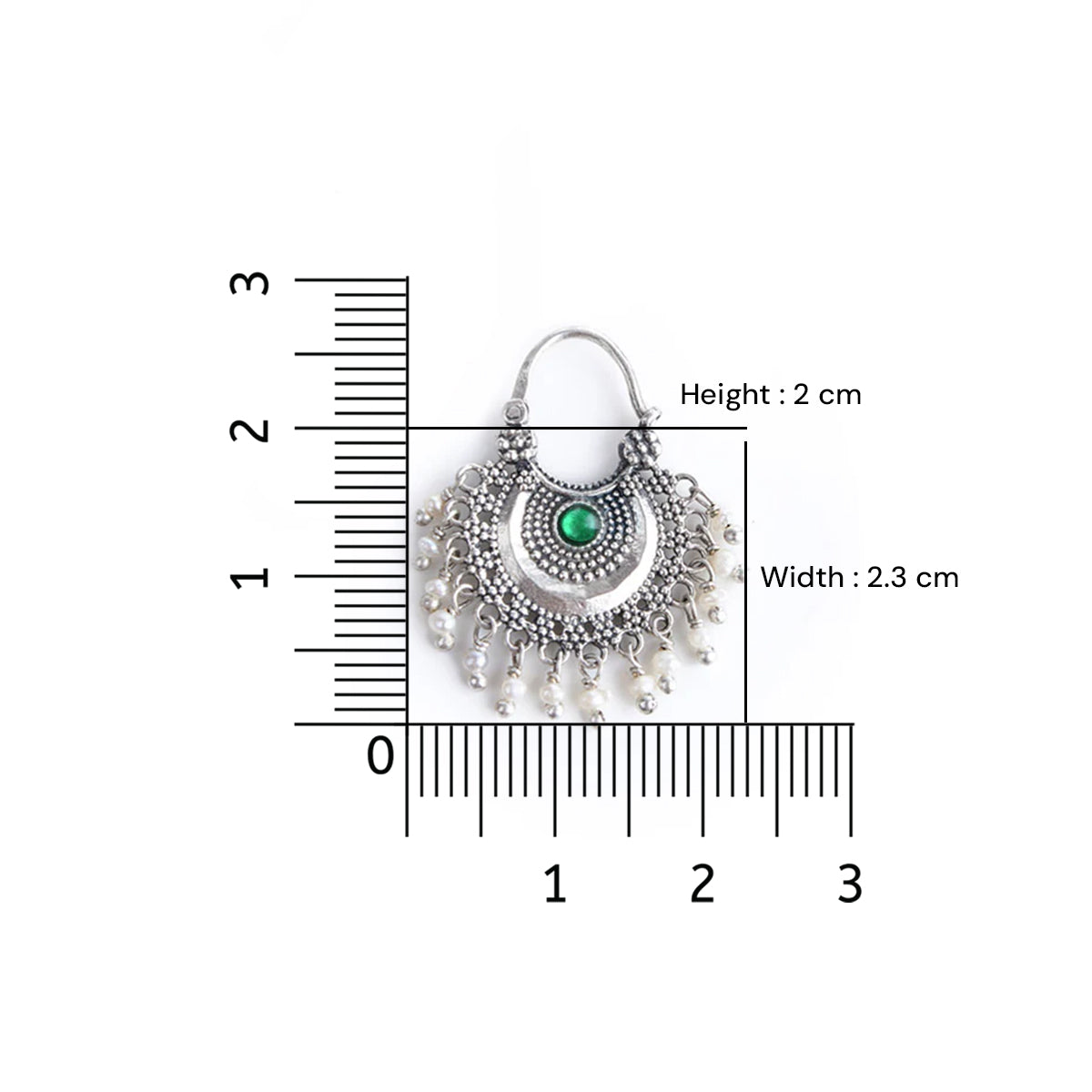 Chandbali Silver Bugadi Pierced (Single, Blue & Green) By Moha