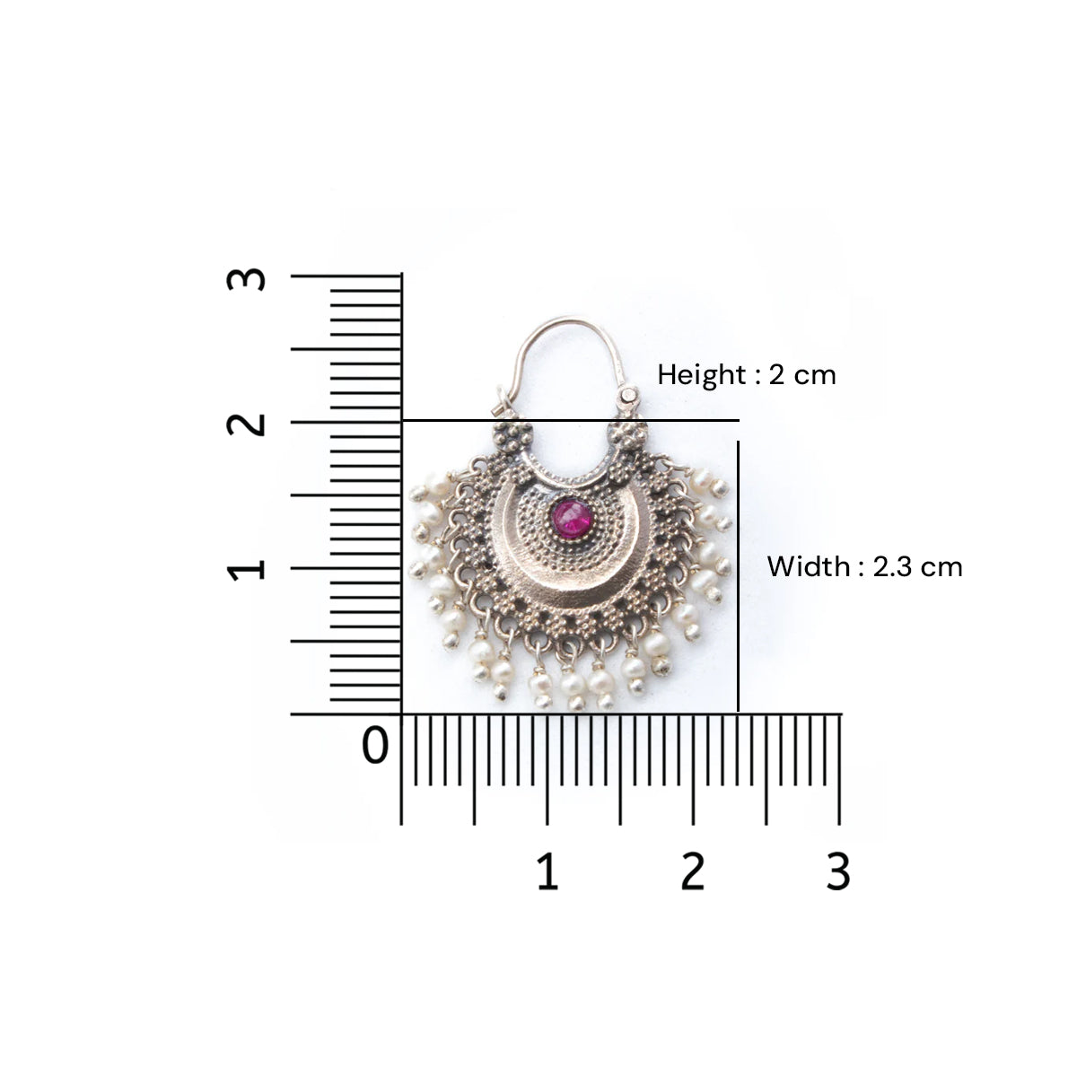 Chandbali Silver Bugadi Pierced (Single, Pink) By Moha