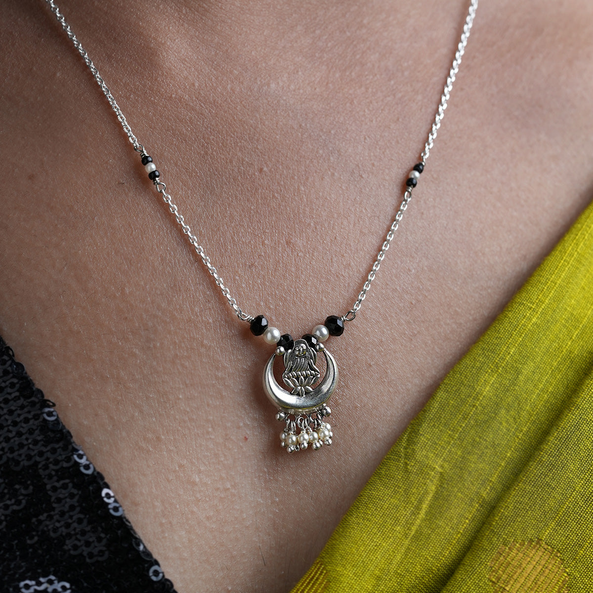chandra lakshmi silver mangalsutra by moha