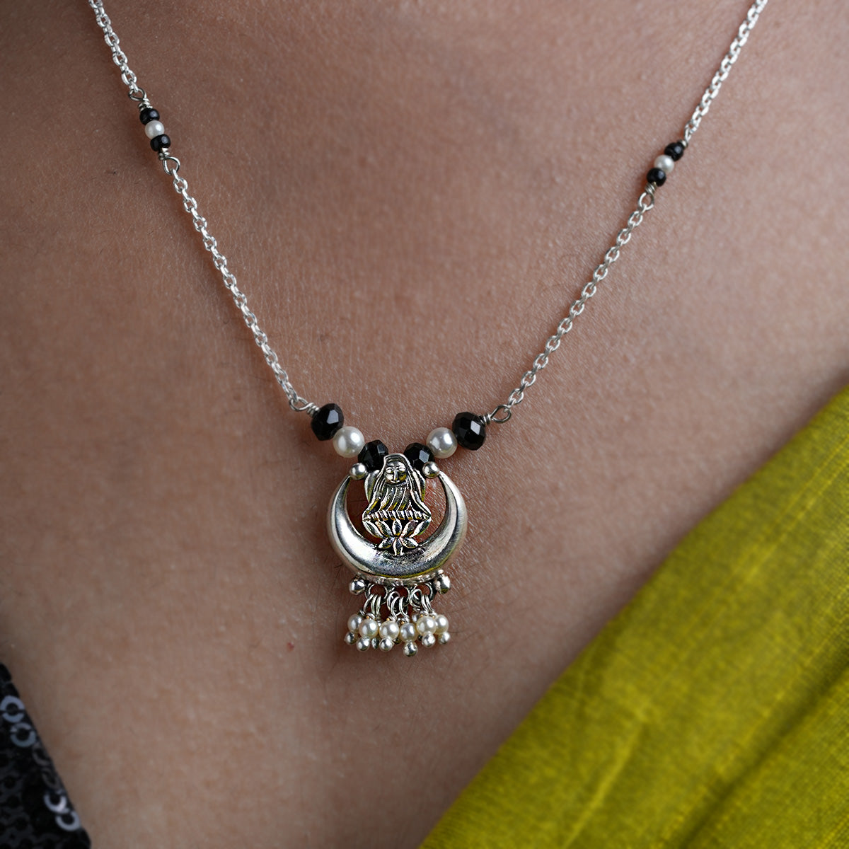 chandra lakshmi silver mangalsutra by moha