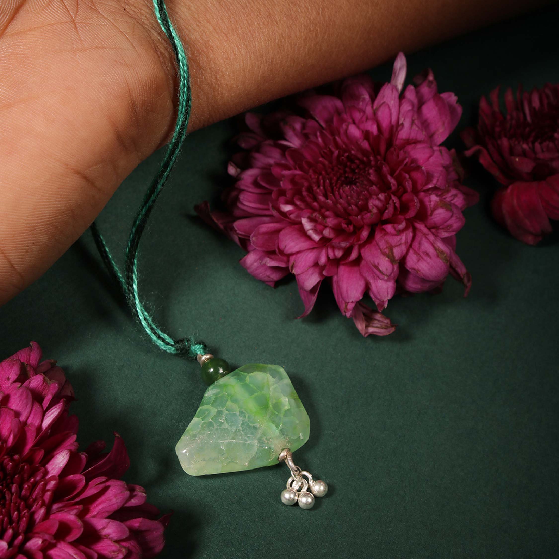 Green stone Lumba Rakhi