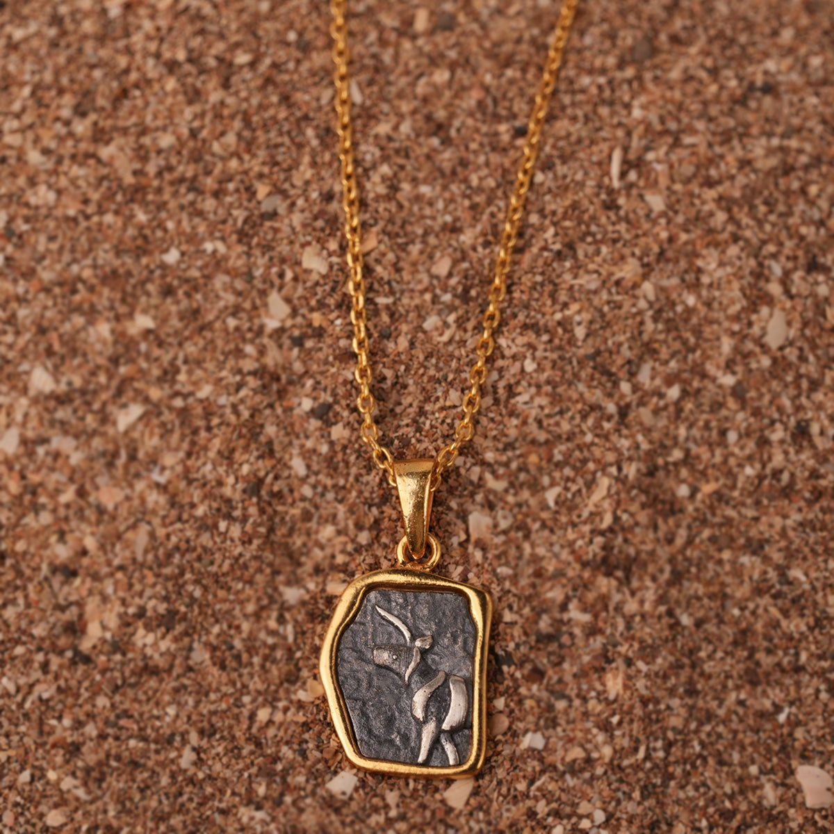 indus unicorn silver pendant with chain dual toned by moha