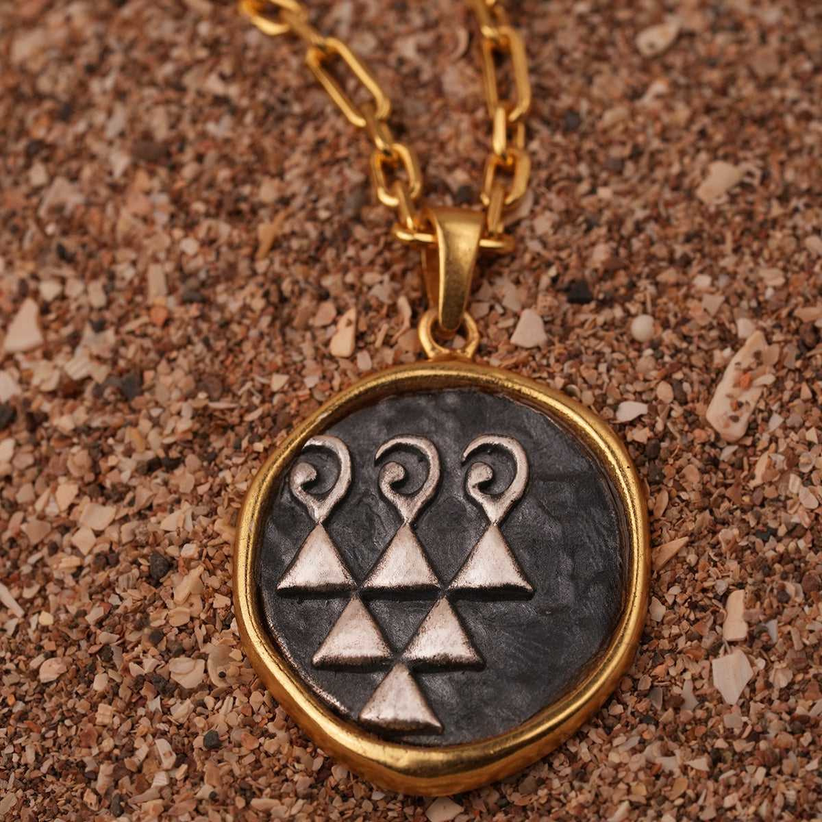 sharada silver pendant with chain dual toned by moha