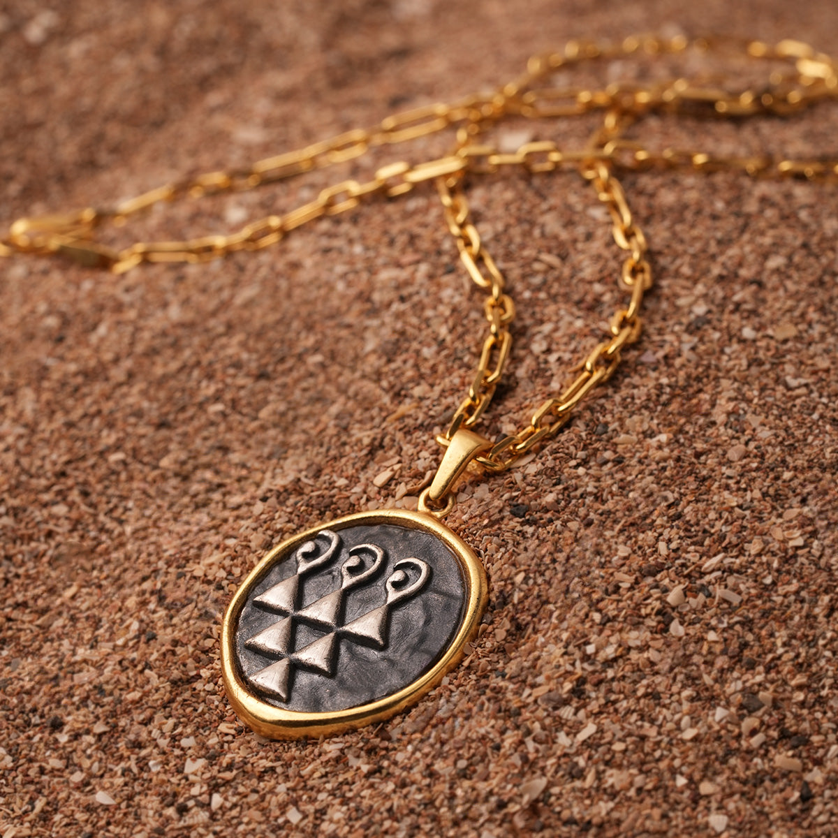 sharada silver pendant with chain dual toned by moha