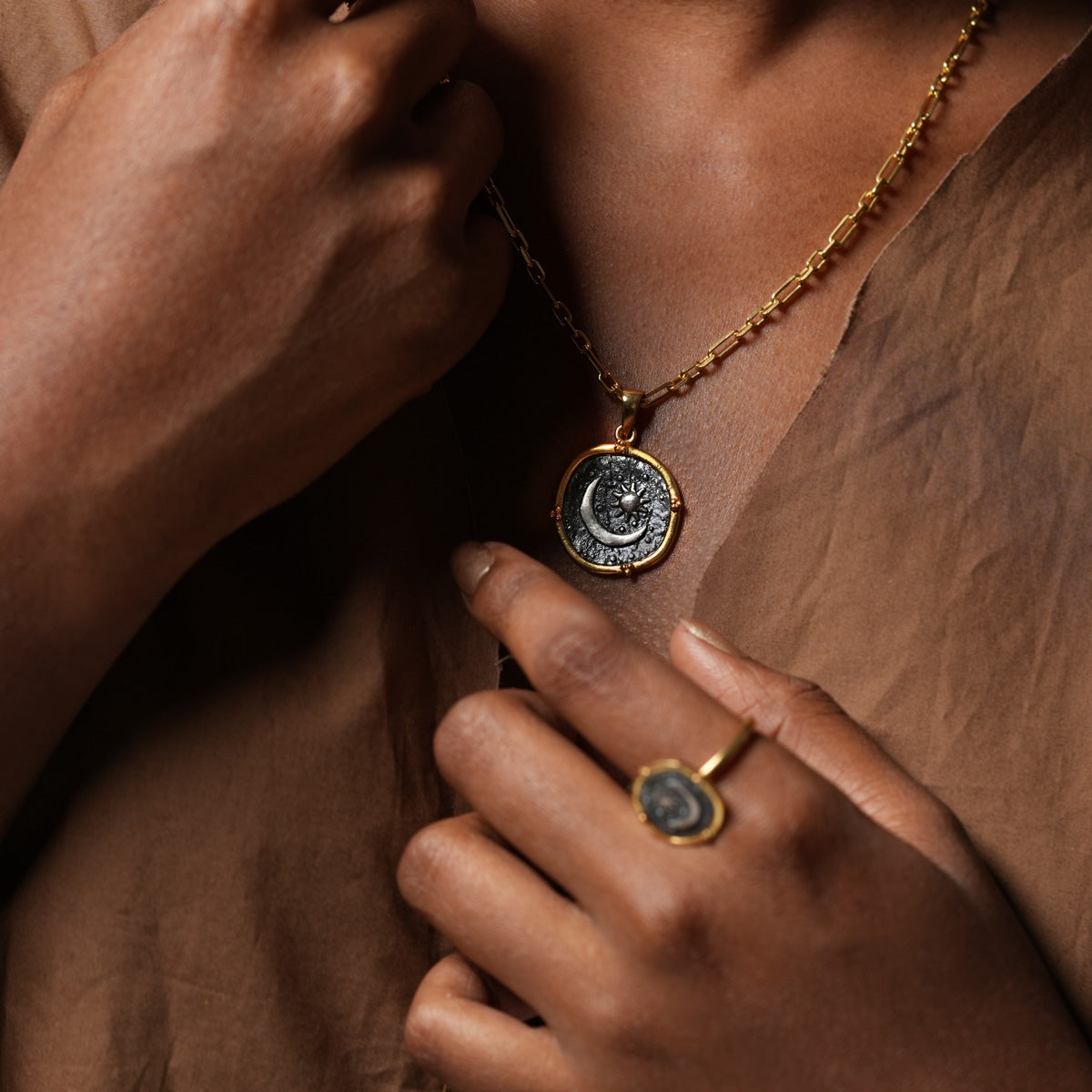 celestial duo silver pendant with chain by moha