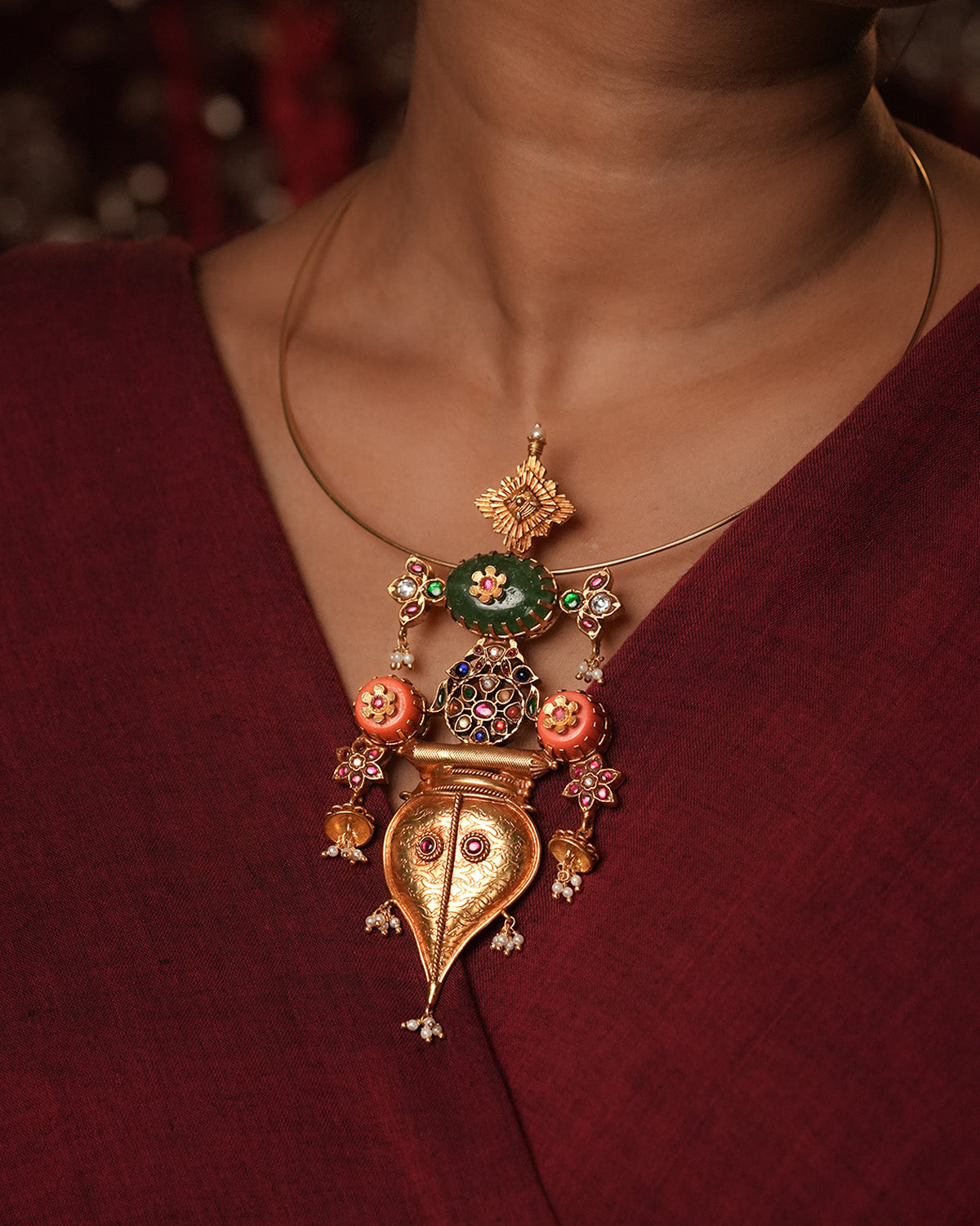 Dharini Silver Necklace Hasli By MOHA