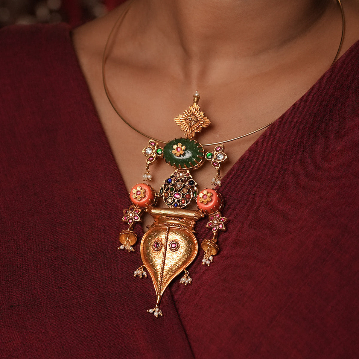 Dharini Silver Necklace Hasli By MOHA