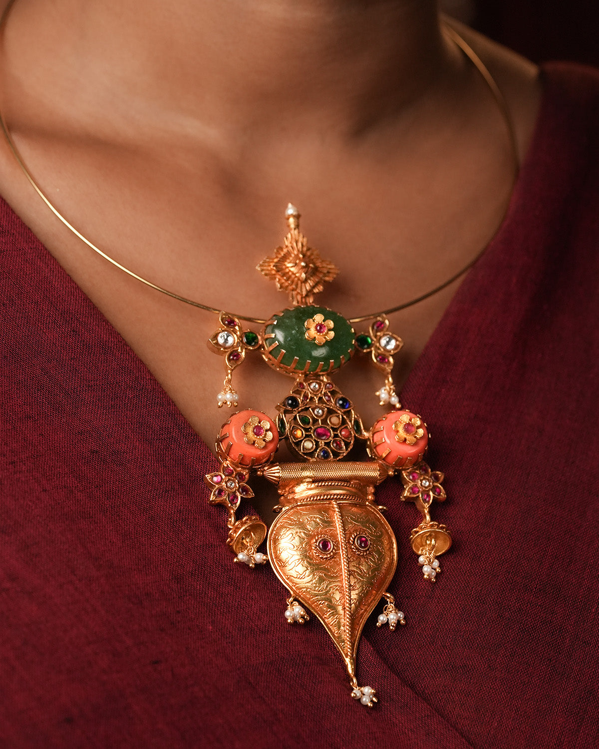 Dharini Silver Necklace Hasli By MOHA