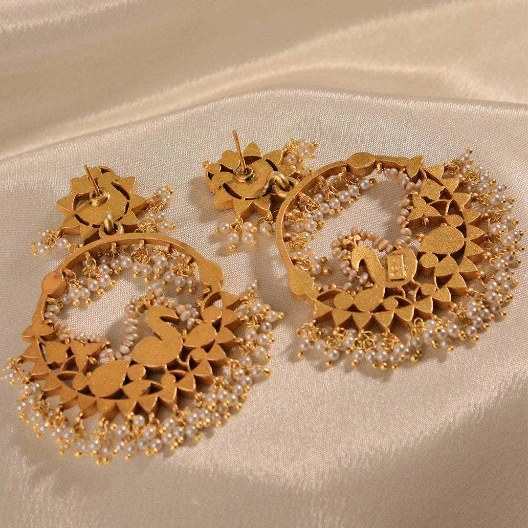 Virasat Pearl Silver Earrings by MOHA