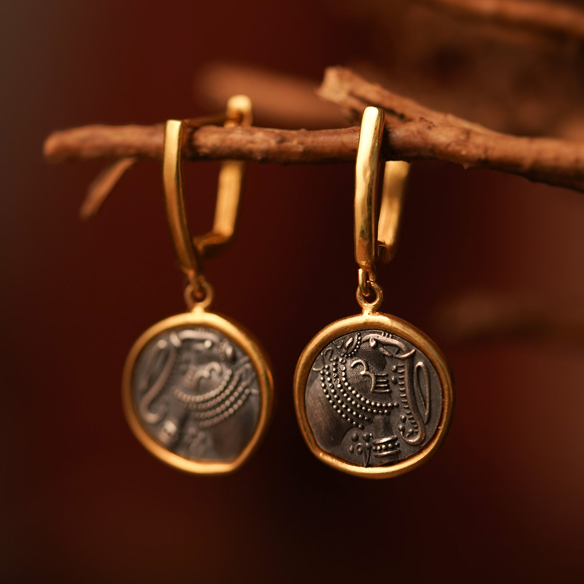 gajapati silver earring dual toned by moha