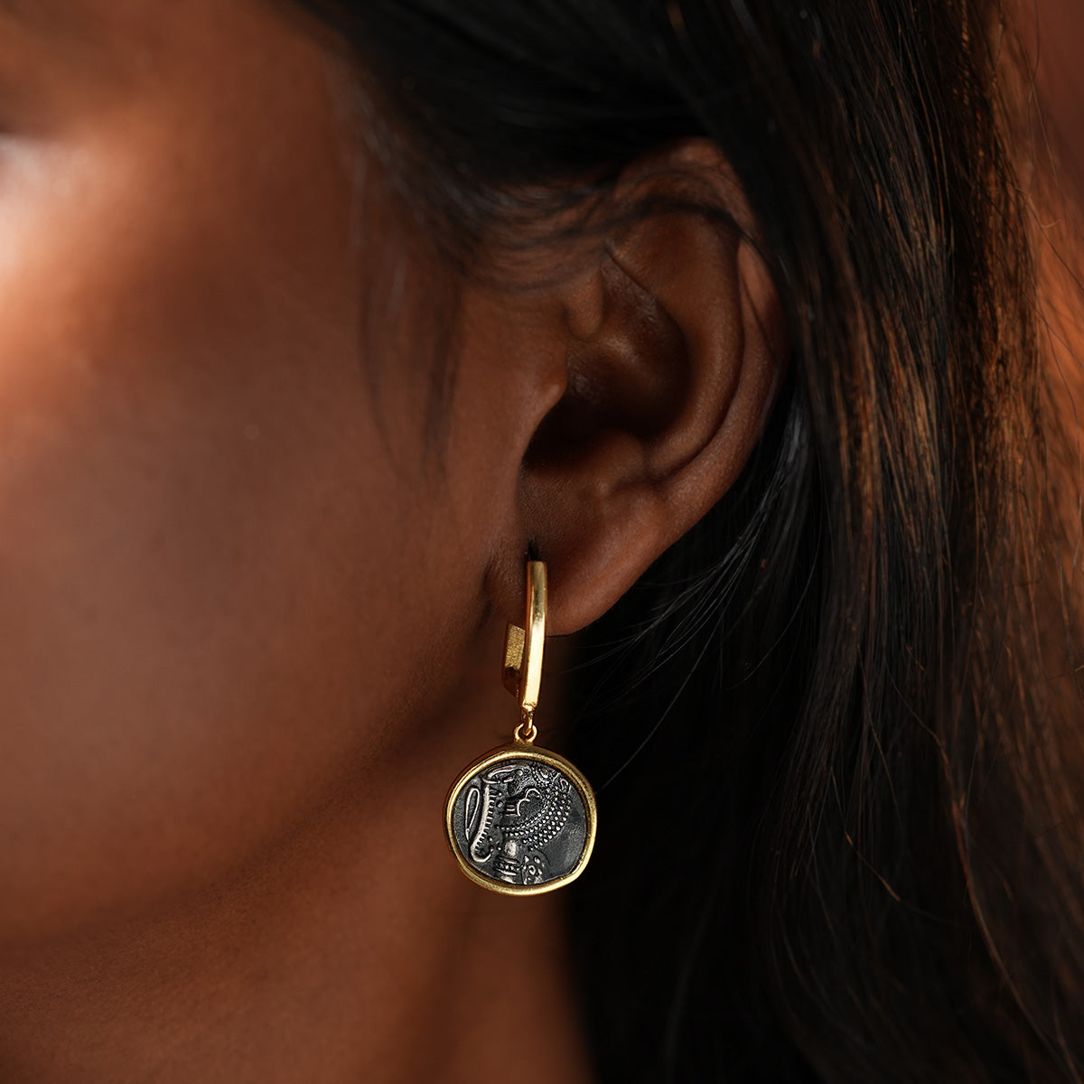 gajapati silver earring dual toned by moha