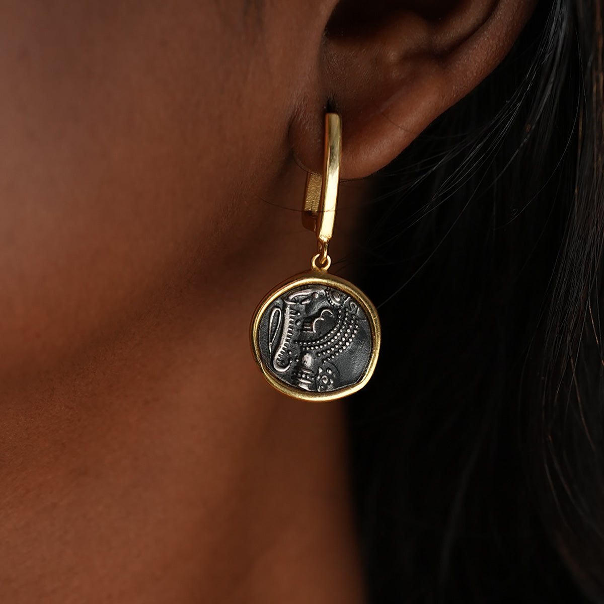gajapati silver earring dual toned by moha