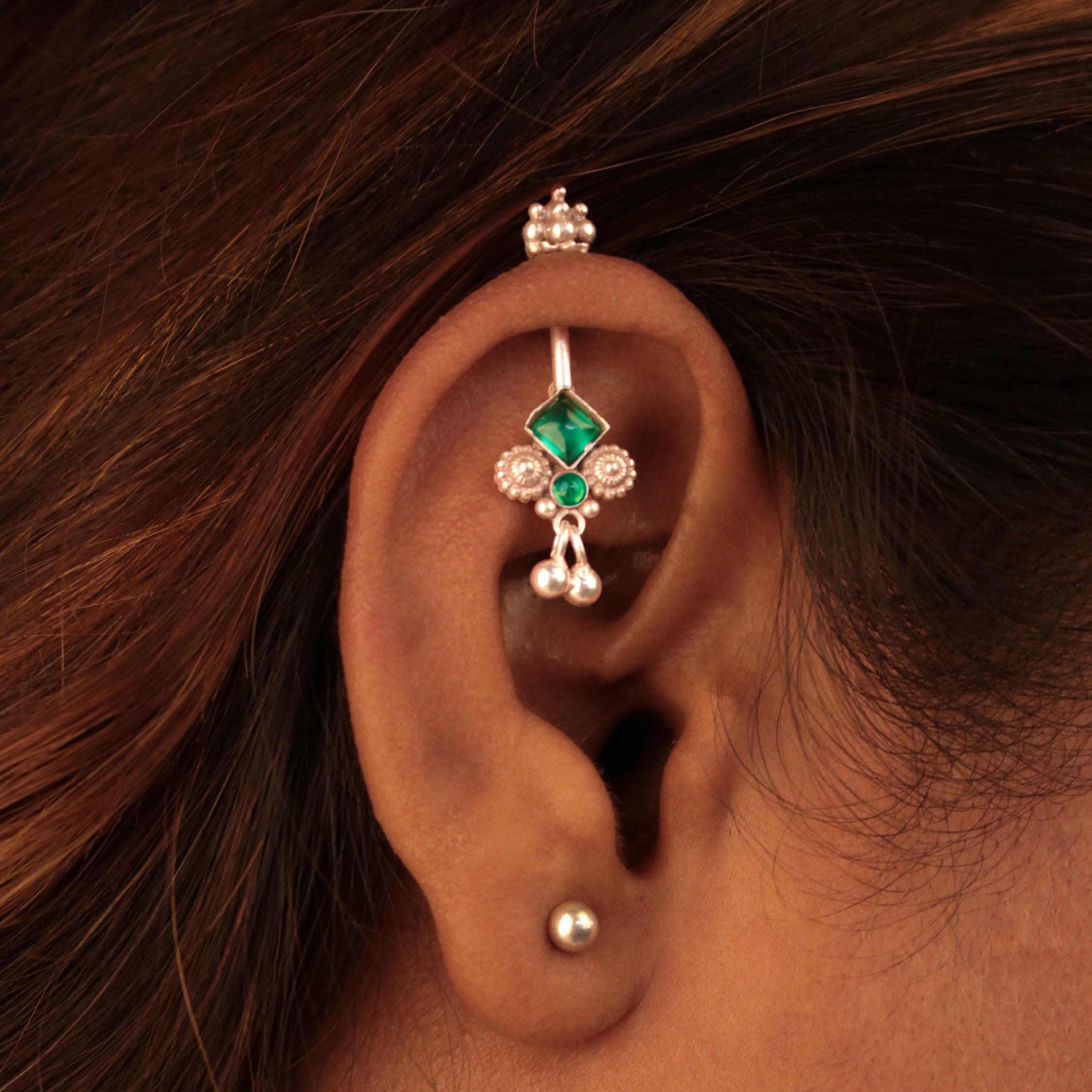 Bhumi silver bugadi pierced (Green) by Moha