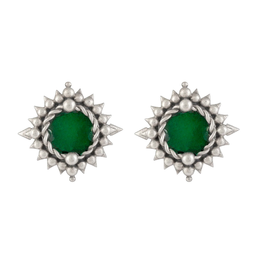 green meena silver earring by moha