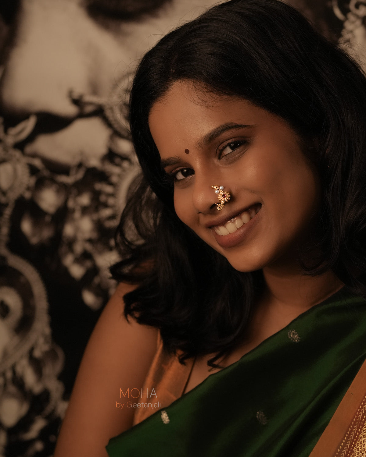 Gul Silver Nath Gold Plated (Clip on, Left) by MOHA