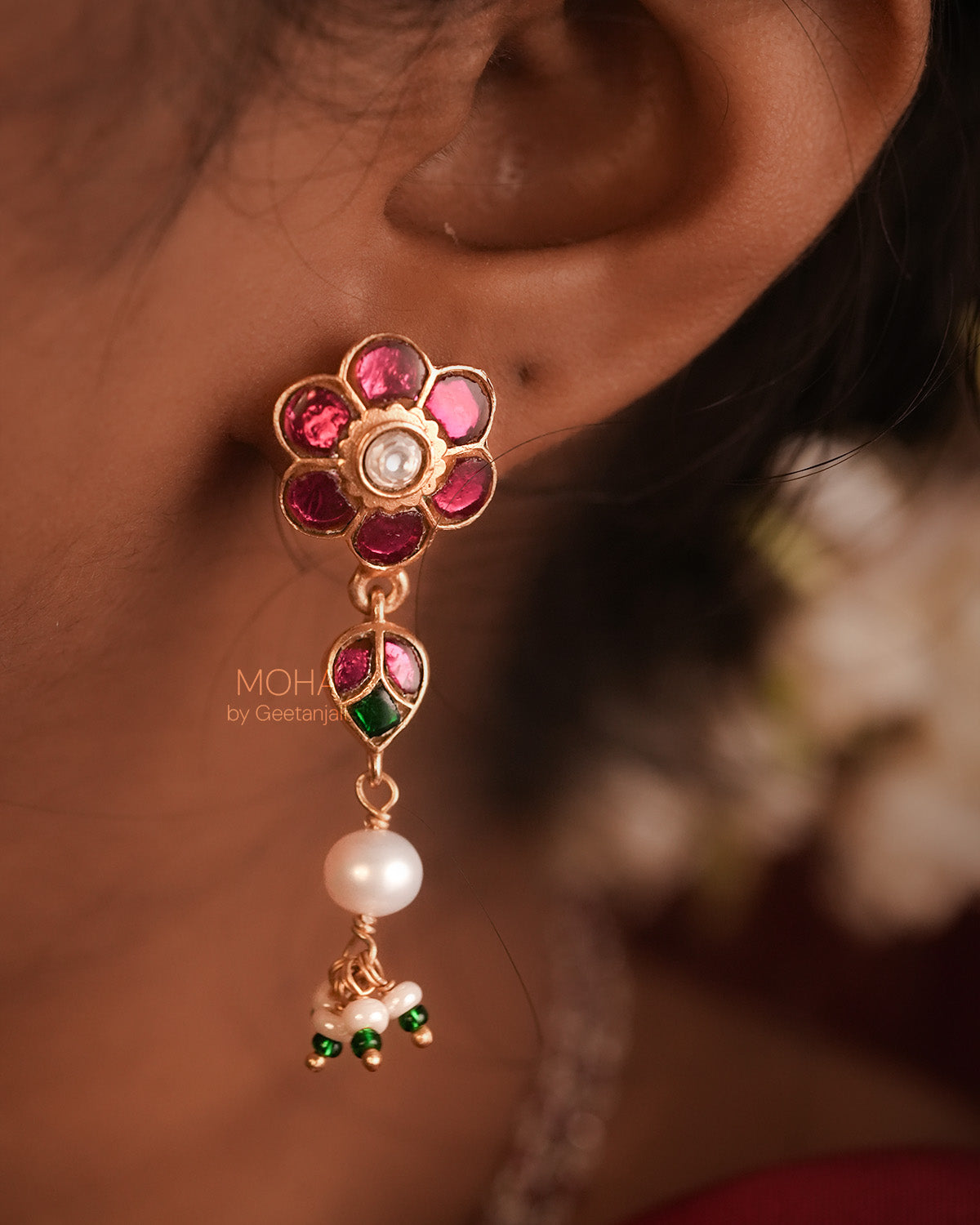 Gulmohar Silver Earrings by MOHA