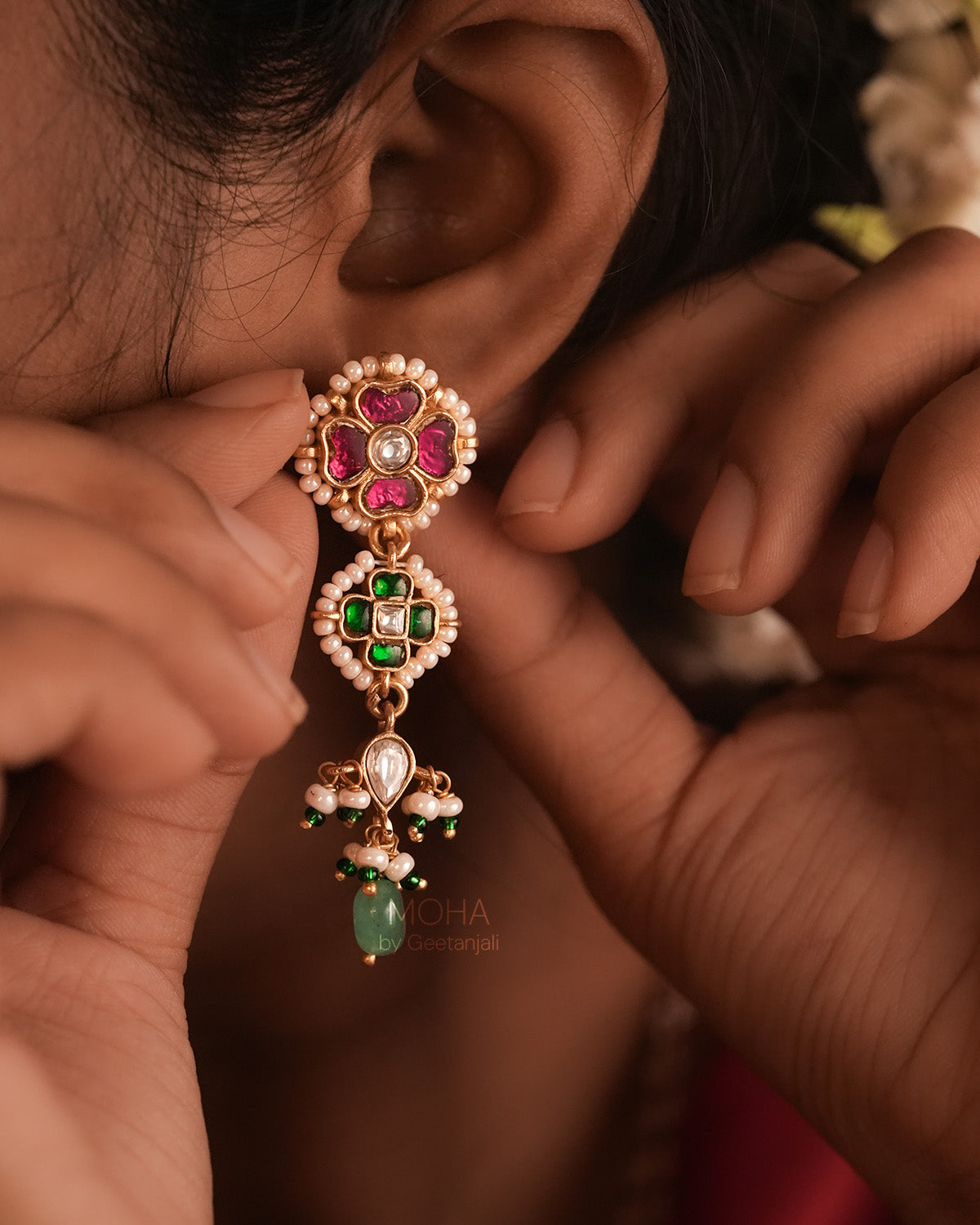 Gulzaar Polki Silver Earrings by MOHA