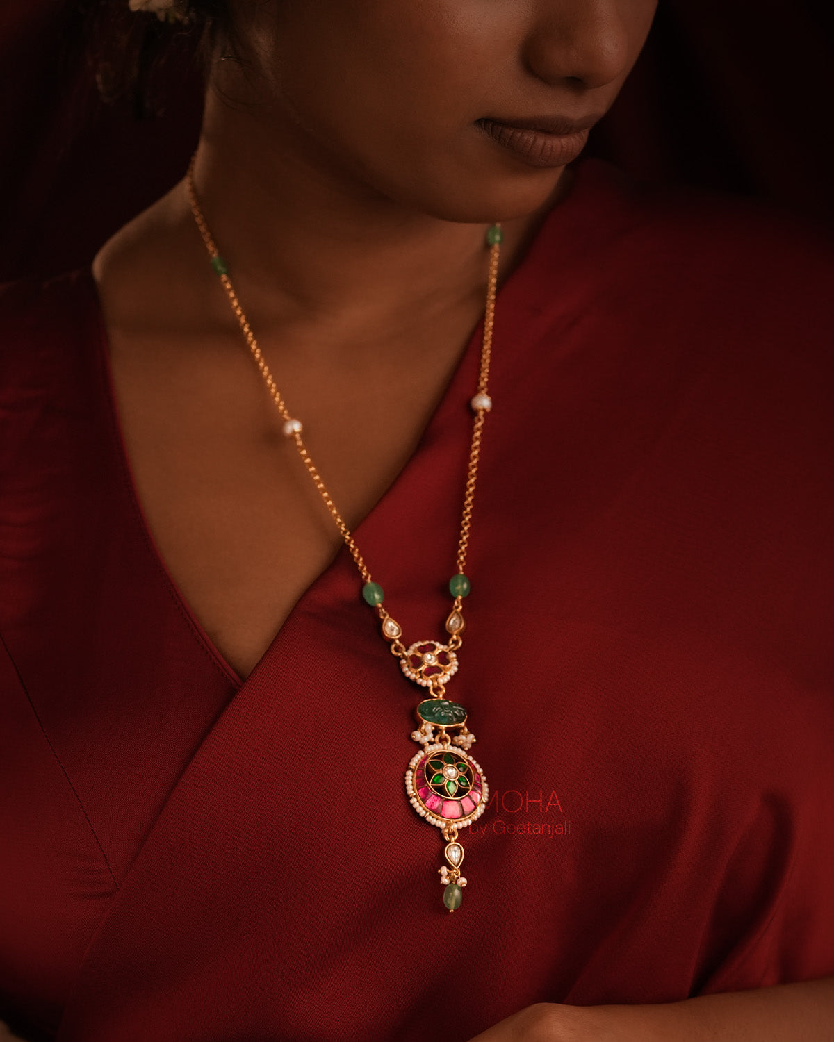 Gulzaar Polki Silver Necklace by MOHA