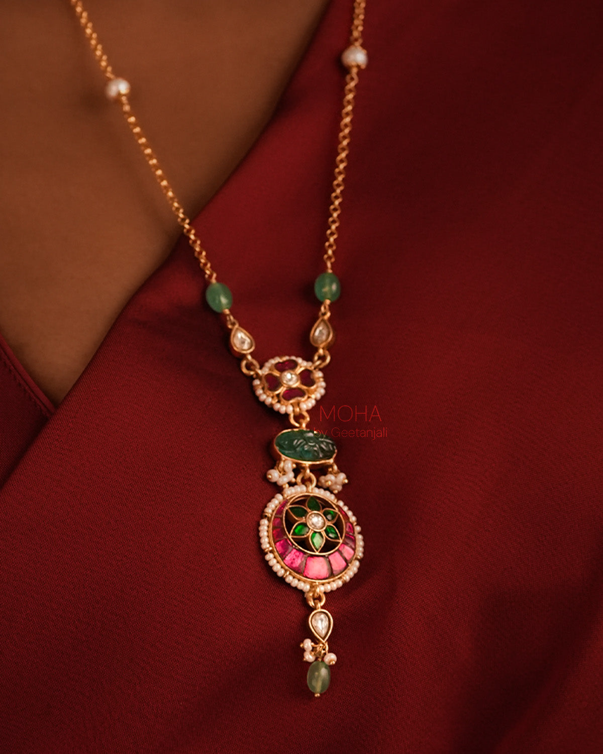 Gulzaar Polki Silver Necklace by MOHA