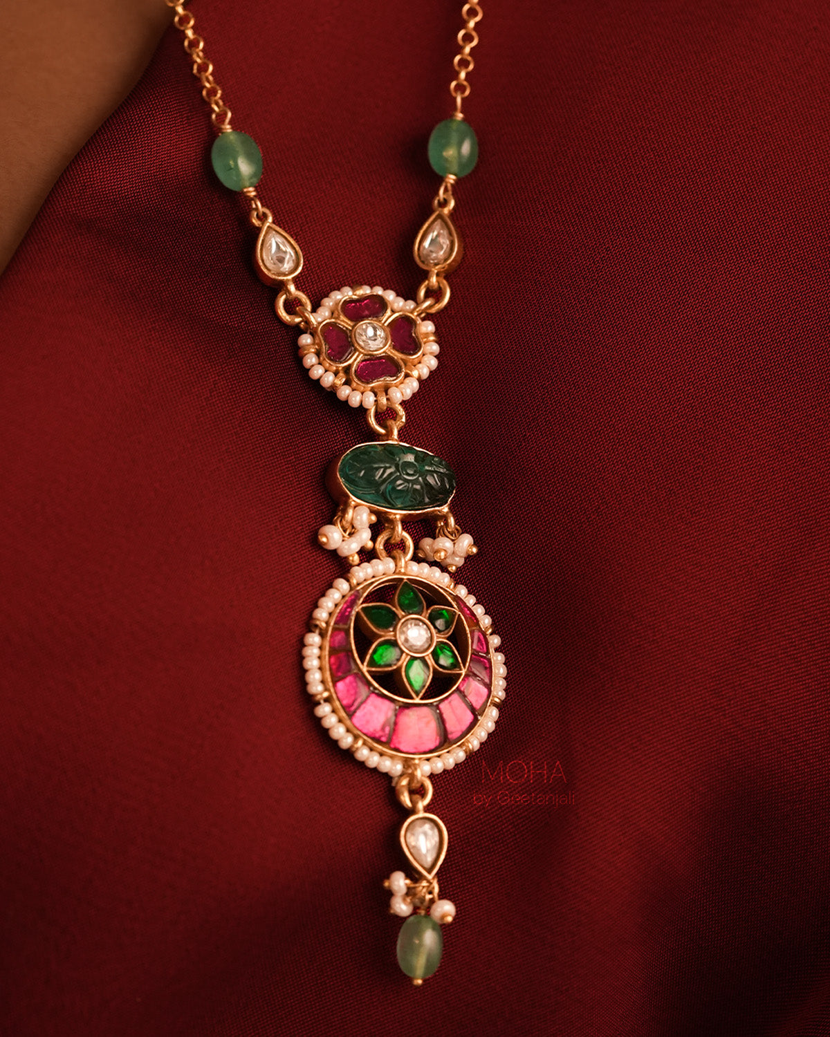 Gulzaar Polki Silver Necklace by MOHA